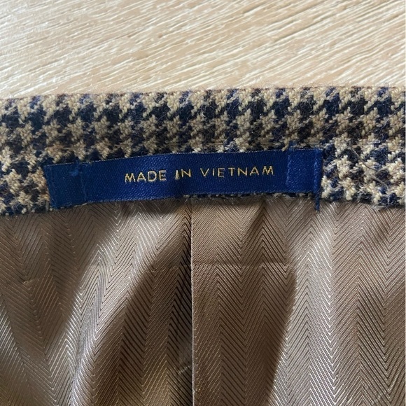 NWOT Club Room Cashmere Wool Blend Brown Cream Houndstooth Mens Formal Blazer - Picture 11 of 13